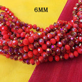 1 LINE PACK/Lot Dual Tone  CRYSTAL FACETED RONDELLE BEADS 6 MM, 96~98 BEADS, Red and Metallic AB Color