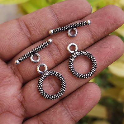 10 PIECES PACK' SILVER OXIDIZED TOGGLE CLASP JEWELLERY FINDINGS