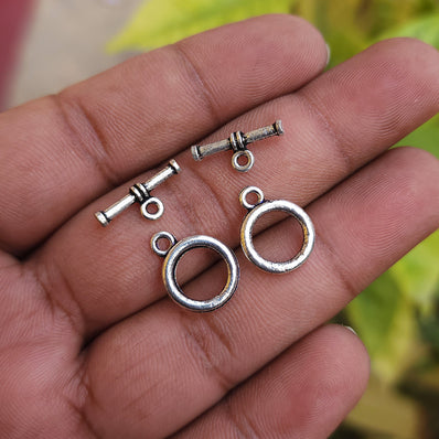 10 PIECES PACK' SILVER OXIDIZED TOGGLE CLASP JEWELLERY FINDINGS