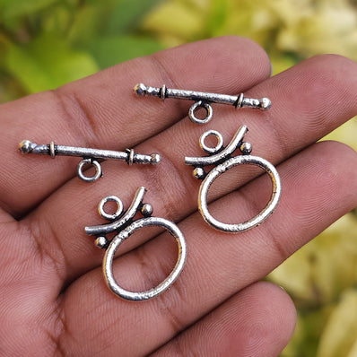 10 PIECES PACK' SILVER OXIDIZED TOGGLE CLASP JEWELLERY FINDINGS