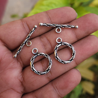 10 PIECES PACK' SILVER OXIDIZED TOGGLE CLASP JEWELLERY FINDINGS