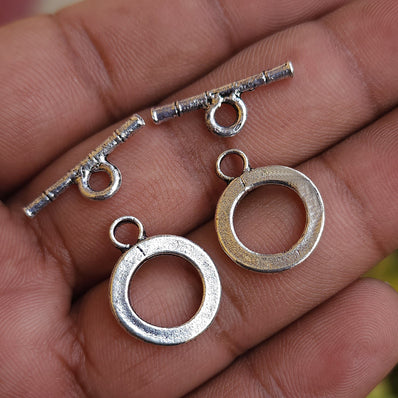 10 PIECES PACK' SILVER OXIDIZED TOGGLE CLASP JEWELLERY FINDINGS