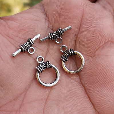 10 PIECES PACK' SILVER OXIDIZED TOGGLE CLASP JEWELLERY FINDINGS