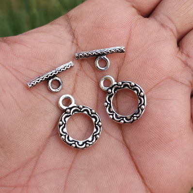 10 PIECES PACK' SILVER OXIDIZED TOGGLE CLASP JEWELLERY FINDINGS