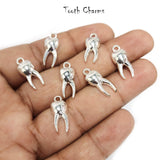10 PIECES PACK' 18-19 MM' SILVER POLISHED LIMITED EDITION TOOTH CHARMS'