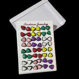 24 Pairs, assorted designs combo pack earring tops for kids girl and teenager, unbeatable wholesale priced offering