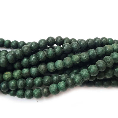 Vintage and Old Dyed Wood Beads Natural Size about 8mm Sold By Per Line/Strands, About 108 Pcs in a Line