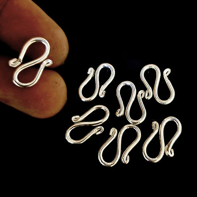 5 PIECES PACK SILVER POLISHED' HANDMADE S HOOK FOR JEWELLERY MAKING IN SIZE ABOUT 15 MM