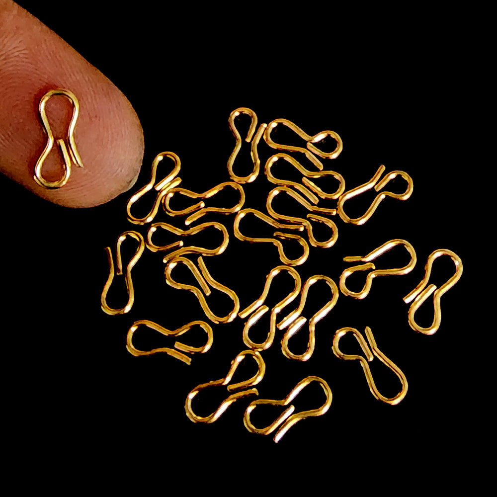 50 PIECES PACK GOLD POLISHED ' S HOOK FOR JEWELLERY MAKING IN SIZE ABO –  Madeinindia Beads
