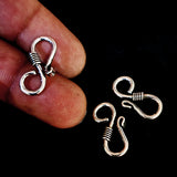 5 PIECES PACK SILVER OXIDIZED' HANDMADE S HOOK FOR JEWELLERY MAKING IN SIZE ABOUT 20 MM