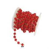 2 Meters Chain Crystal Red Opaque Beaded Gold Plated