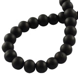 10mm Black Matt Round Glass Beads Sold Per Line of 16 Inches