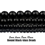 5mm,6mm,8mm,10mm Combo Beads Black round glass beads
