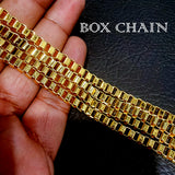 1 METER PACK' 4-5 MM APPROX' GOLD POLISHED BOX CHAIN USED IN DIY JEWELLERY MAKING