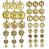 140 Pcs Pkg. Mix Gold Antique Coin Charms for jewelry making