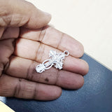 10 Pcs Pack, Shiny and Oxidized Tone Cross Charms Pendant, size about 20x35mm, Silver shiny plated