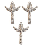 10 Pcs Pack, Cross Charms Pendant, size about 30mm long , Silver shiny plated