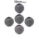 2 PIECES PACK' CZ MICRO PAVE ROUND BALL BEAD, CUBIC ZIRCONIA PAVE BEADS, SHAMBALLA BALL BEADS CZ SPACE BEADS' 10 MM COLOUR: Black