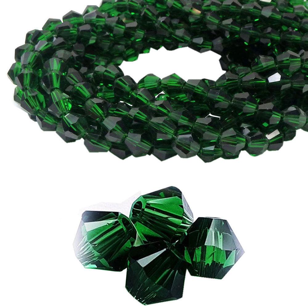 500 Pcs Very Dark Green 4mm Crystal Bicone faceted glass beads