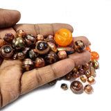 100 GRAM PACK Brown copper and amber colors DESIGNER MIX BEADS