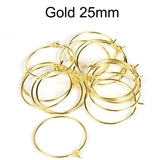 20 PAIRS (40 PCS) GOLD HOOPS FOR EARRING MAKING 27MM