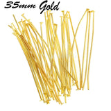 50 Gram Pack 35mm Long Kill Kati Head Pins for jewellery Making Gold Plated