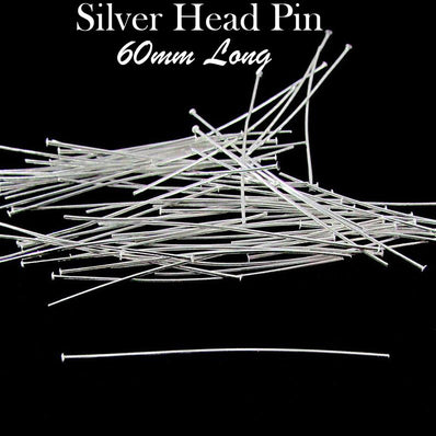 50 GRAM PACK 60MM LONG HEAD PIN JEWELRY MAKING ESSENTIAL COMPONENTS RAW MATERIALS