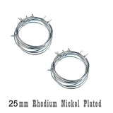 20 Pair Pack Rhodium Nickel Plated 25mm wire circle earring making hoops