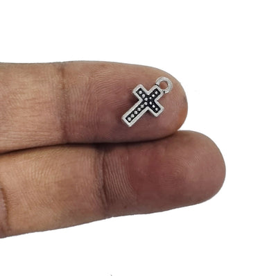 18 PCS PACK, CROSS CHARMS PENDANT JEWELRY MAKING RAW MATERIALS SILVER Shiny  at Rs 88.00, Sterling Silver Charm