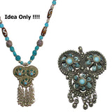 2 Pcs Pkg. Antique Tribal Turquoise stone  Necklace making Pendant,