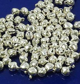 7-8mm Size Metal Bells Silver, in earring and Jewellery Sold by 200 Pcs Pack.