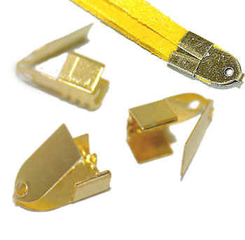 50 Pcs Pack Gold Plated 8mm Tips Fold Crimp for Jewelry making