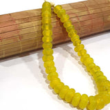 Graduation Semi Opaque Yellow Tribal Glass Beads, 40 Beads in a Line, 3 Sizes beads as 8x12mm, 8x14mm, 9x18mm, Hole size about 3mm