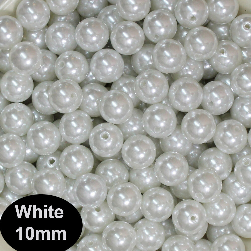 10 mm White Color High Quality Acrylic Pearl flux Beads sold by 50 gram