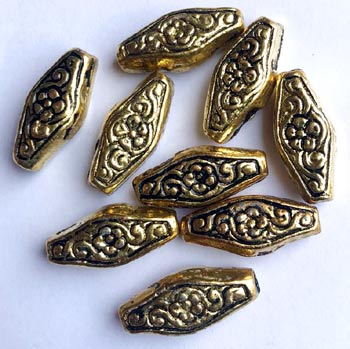 10 Pcs Pack, Approx Size 8x20mm ,Silver oxidized metal beads aluminum base