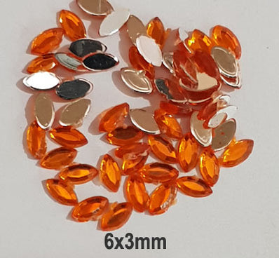 500 Pcs Boat Shape Acrylic Rhinestones Flat Back Approx size shown on images