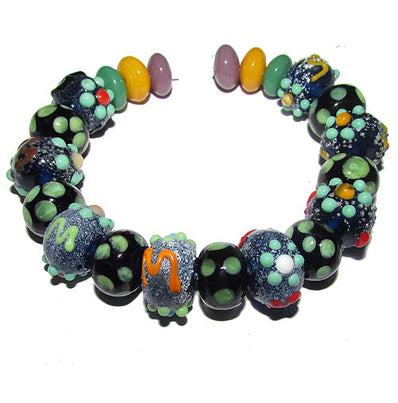 Handmade Lampworked Bead Set Sold Per set, Size about 12-16mm length 14~ 18 Centimeter