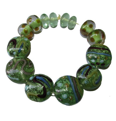 Handmade Lampworked Bead Set Sold Per set, Size about 12-16mm length 14~ 18 Centimeter