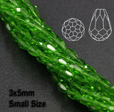 3x5mm Small crystal Drop Beads, about 98 Beads, 18" line