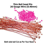 26 Gauge, Copper Plated, Thin Wire, Ball Head Pins, Sold Per 100 Gram Pack, About 600 Pcs to 650 Pcs