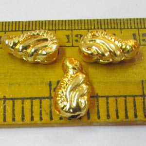 10 Pcs Pkg. Brass Material Micron plated Hollow Metal Beads, Size Sacle