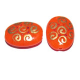 Size 24x17x6mm ,Handmade Ethnic Indian trade hand brushed painted beads. fast beads, Sold by Per pair