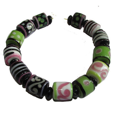 Handmade Lampworked Bead Set Sold Per set, Size about 12-16mm length 14~ 18 Centimeter