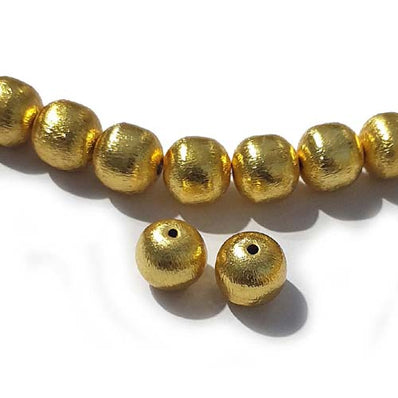 10 PIECES PACK' 12 MM SIZE GOLD POLISHED  BRUSHED BRASS BEADS