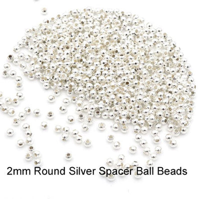 2000 Pcs Pack 2mm, Round Ball Metal Spacer Beads Best for jewellery Making