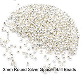 2000 Pcs Pack 2mm, Round Ball Metal Spacer Beads Best for jewellery Making