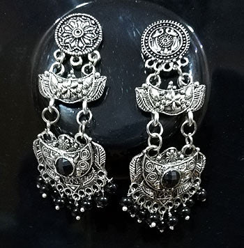 Afghan earring, Silver oxidized plated, Sold By Per Pair