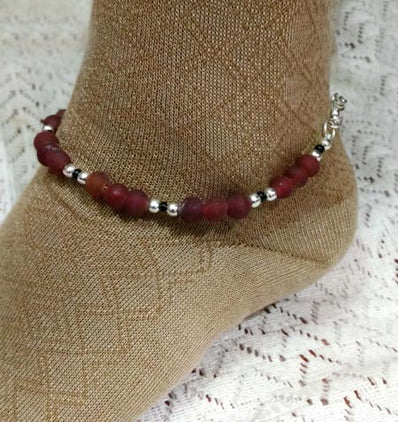 9 Inches + extension chain Metal beaded Anklets, Sold Per Piece