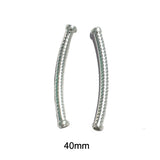 Per Pair  (2 Pcs) 40mm Long Metal Arch Pipe Beads Shiny Silver for Jewelry making Finding Beads