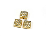 4 Pcs Pack High Qualtiy 14x14mm,  Metal Beads Gold Plated Fine Art Kundan Stone Inlay, kundan bead for jewellery making
